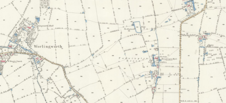 1884 Tannington Worlingworth Suffolk Tannington Green OS Map